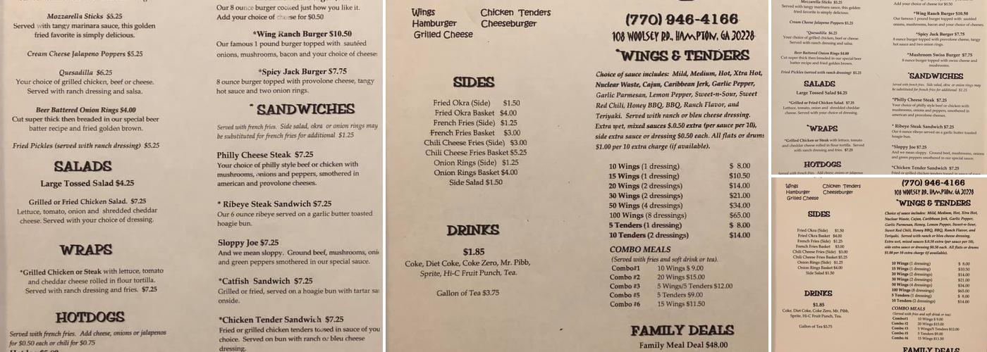 Wing Ranch-Hampton Menu