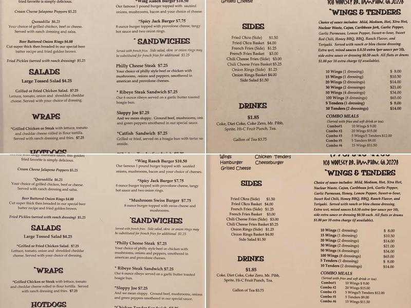 Wing Ranch-Hampton Menu