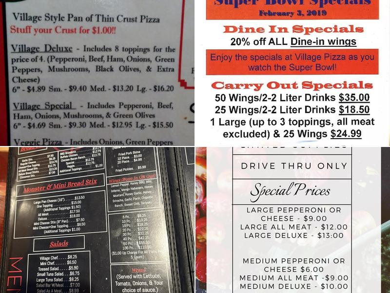 Village Pizza Menu