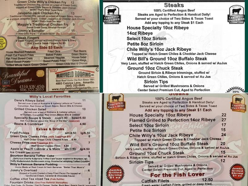 Green Chile Willy's Menu