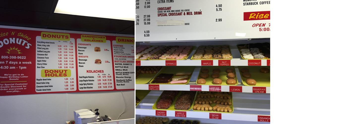 Rise N Shine Donuts Menu
