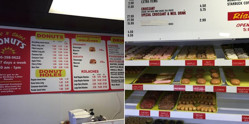 Rise N Shine Donuts Menu