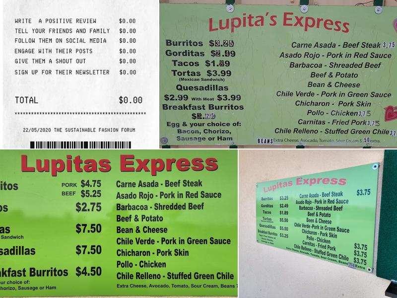 Lupita's Express Menu