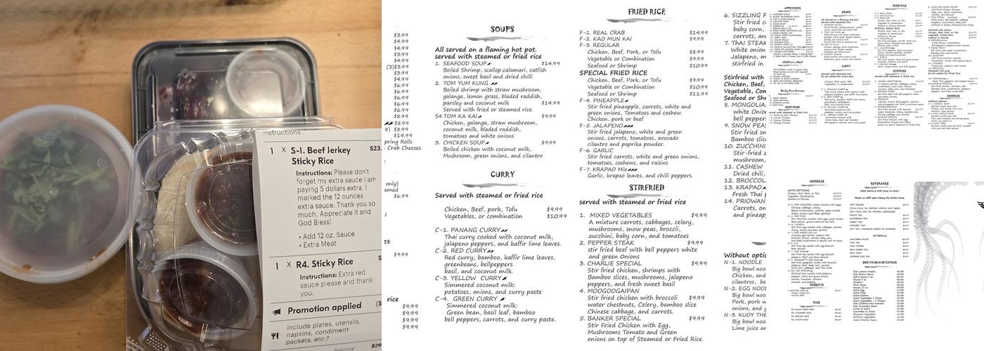 Thai Taste Menu