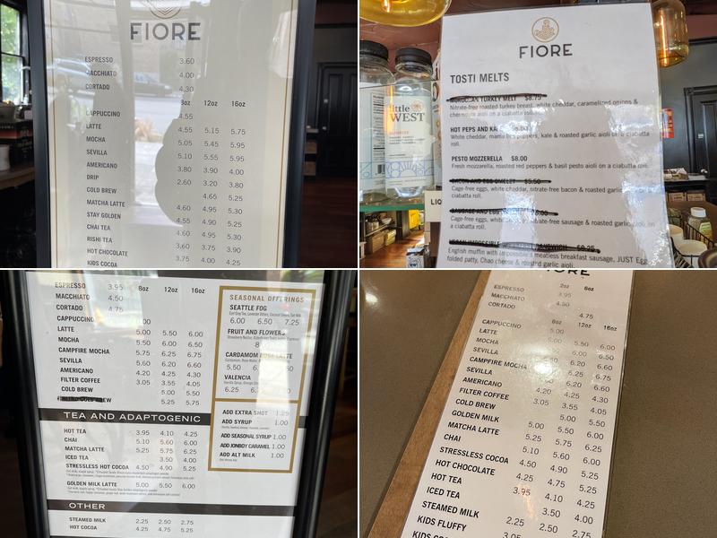 Caffe Fiore Menu