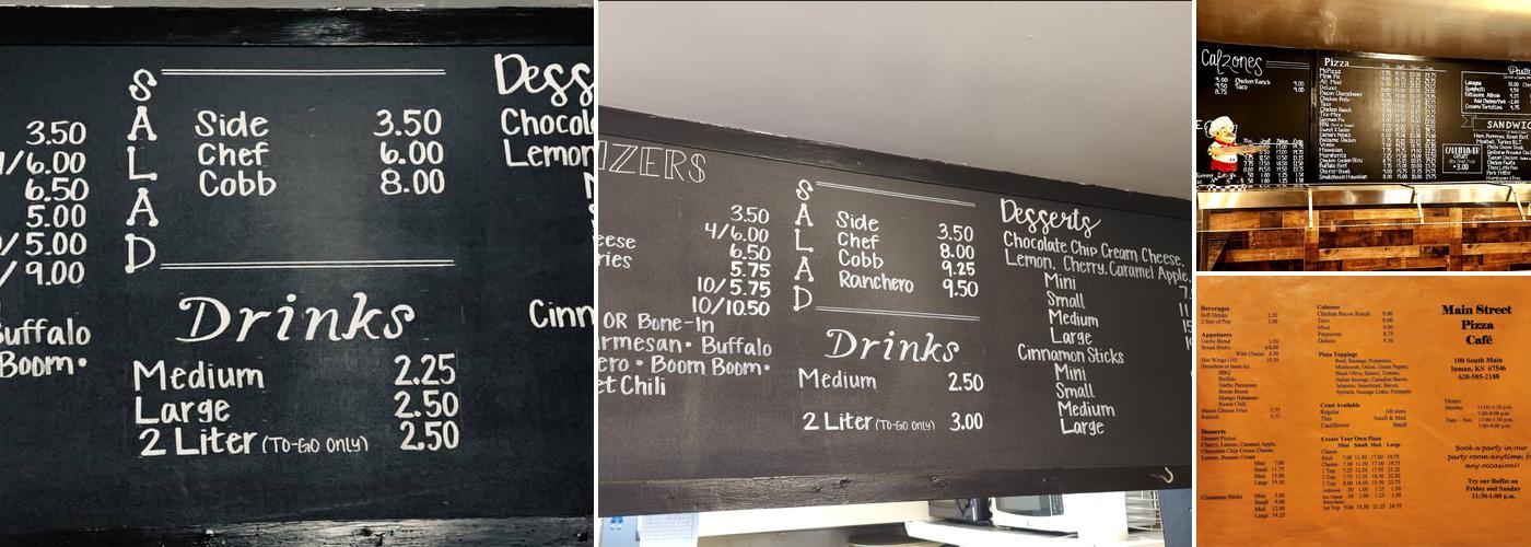 Main Street Pizza Cafe Menu