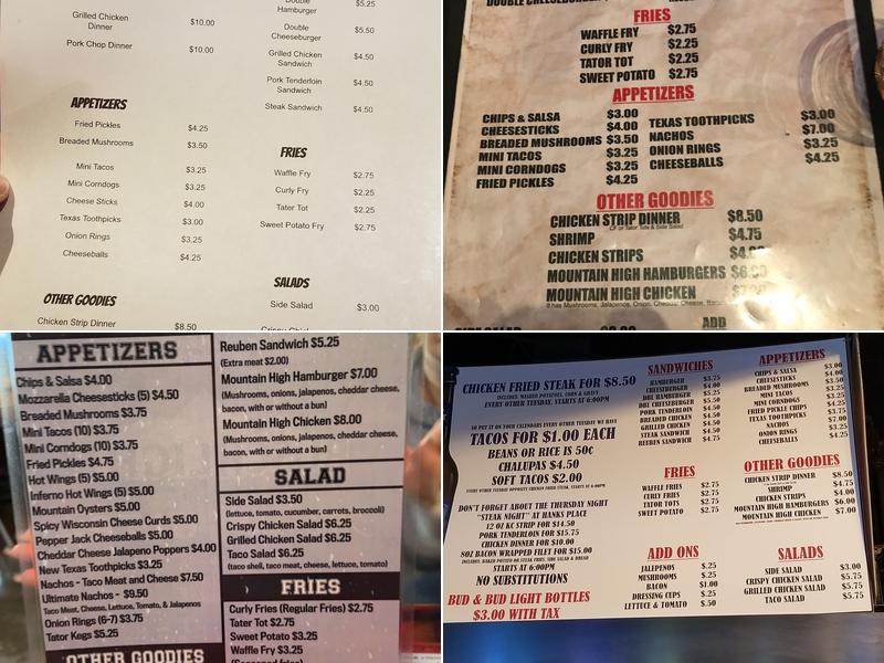 Hank's Place Menu