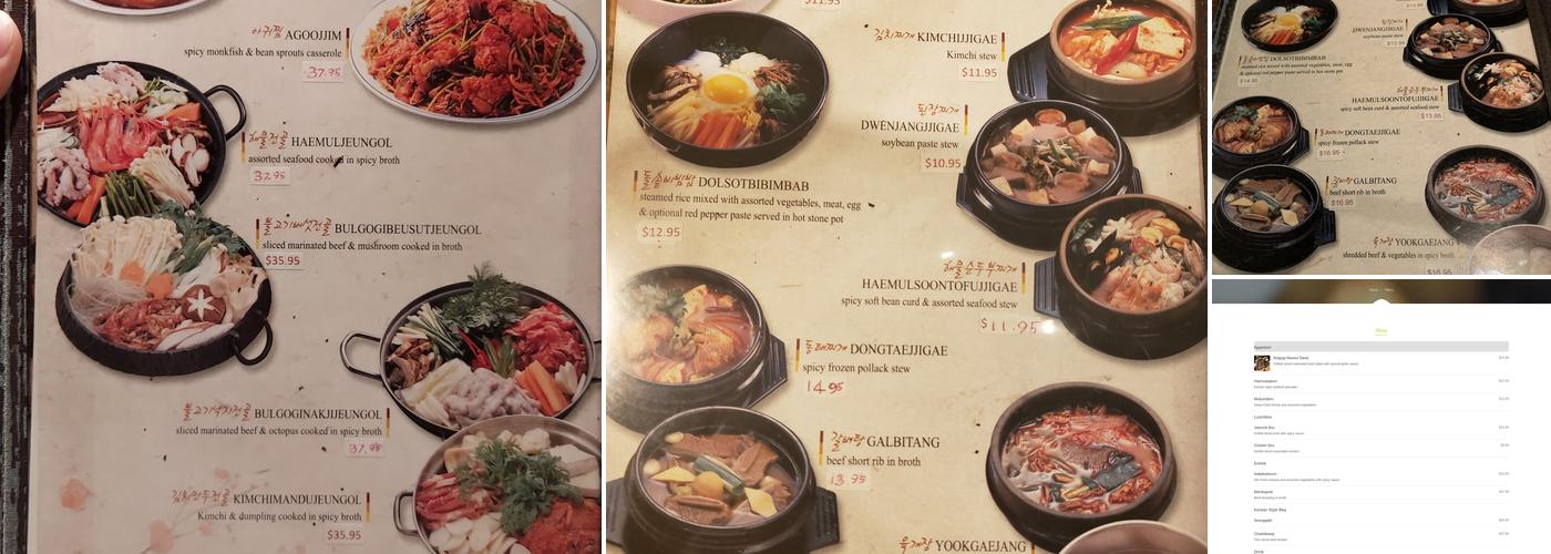 Koreana Restaurant Menu
