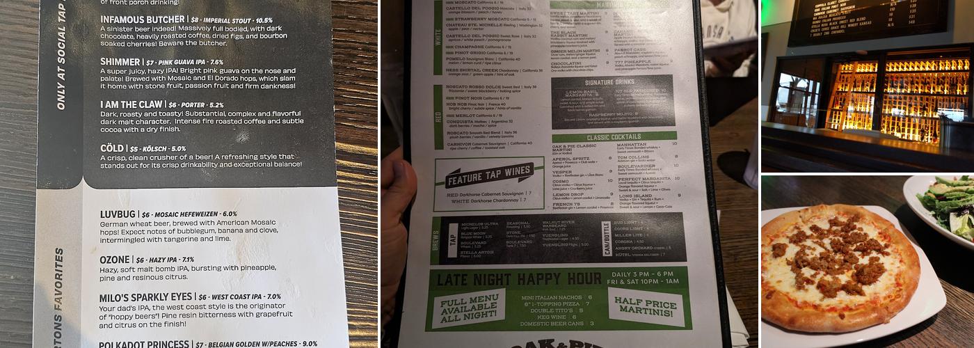 Oak & Pie Menu