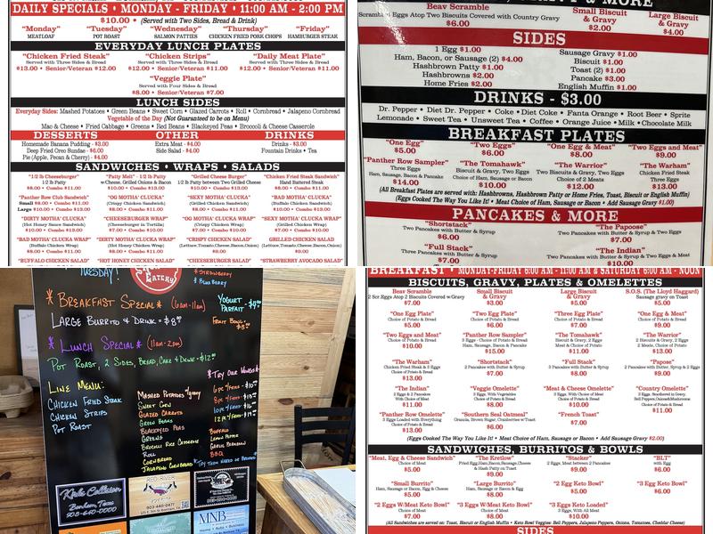 Panther Row Eatery Menu