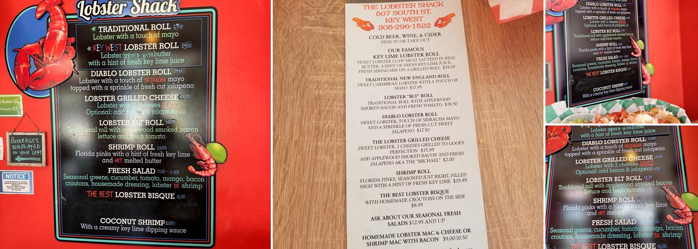 The Lobster Shack Key West Menu