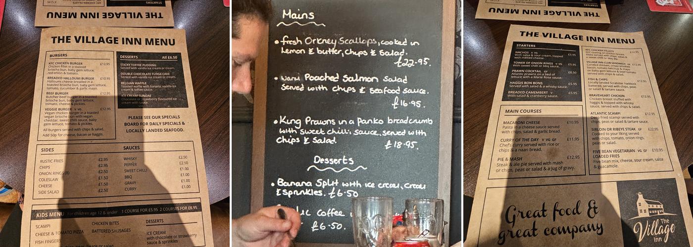 The Village Inn Menu