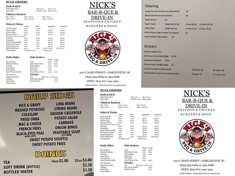 Nick's BBQ & Drive-In Menu