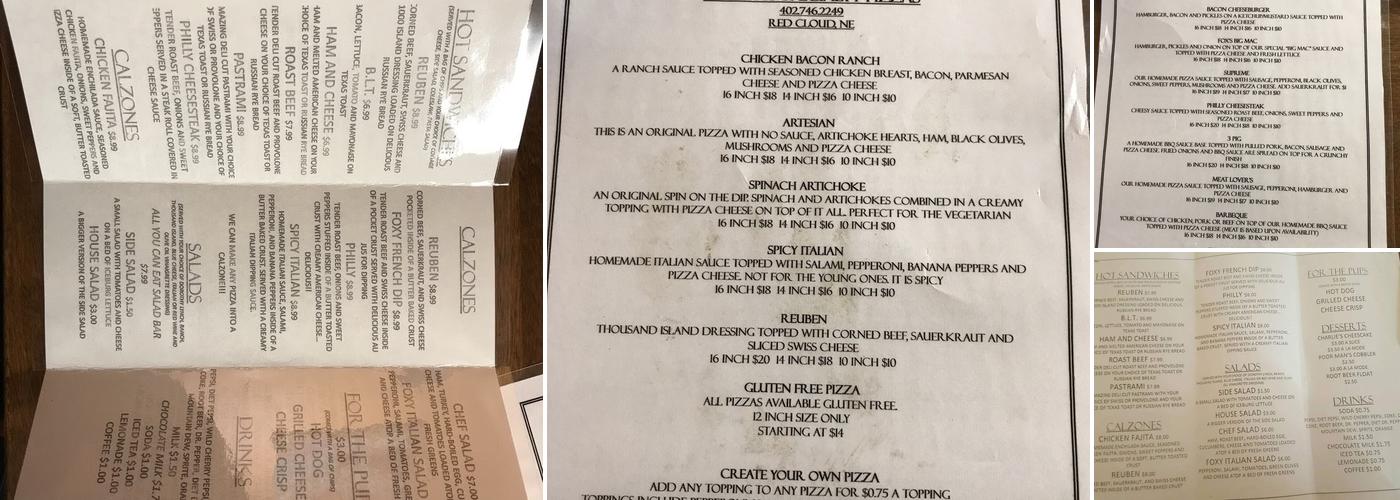 Fat Fox's Menu