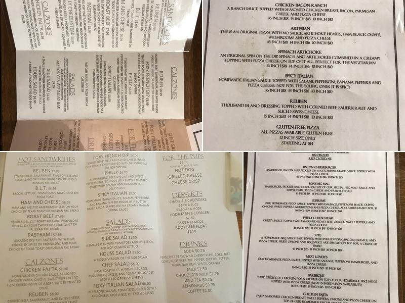 Fat Fox's Menu