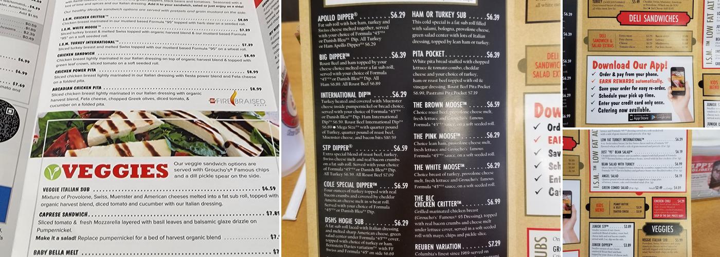 Groucho's Deli Menu