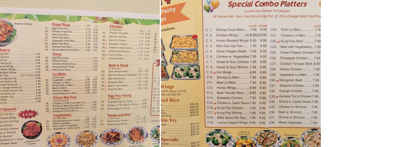 King's Lite Express Menu