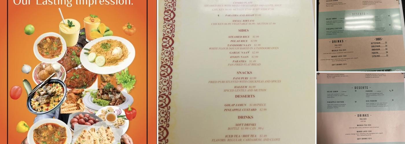 Deshi Curry Menu
