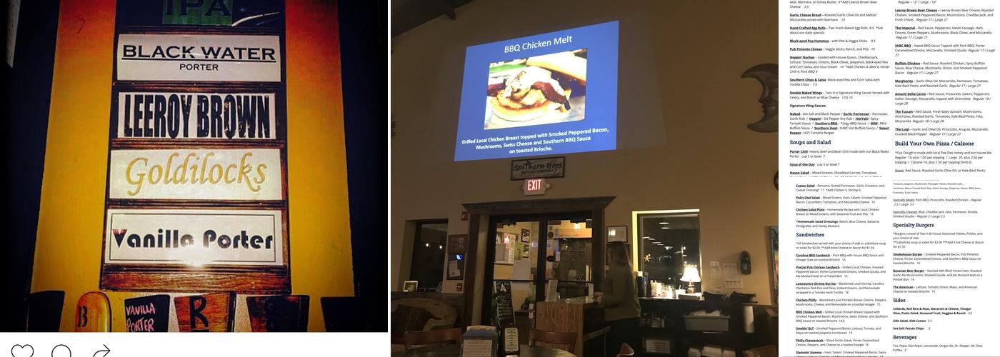 Southern Hops Brewing Co. Menu