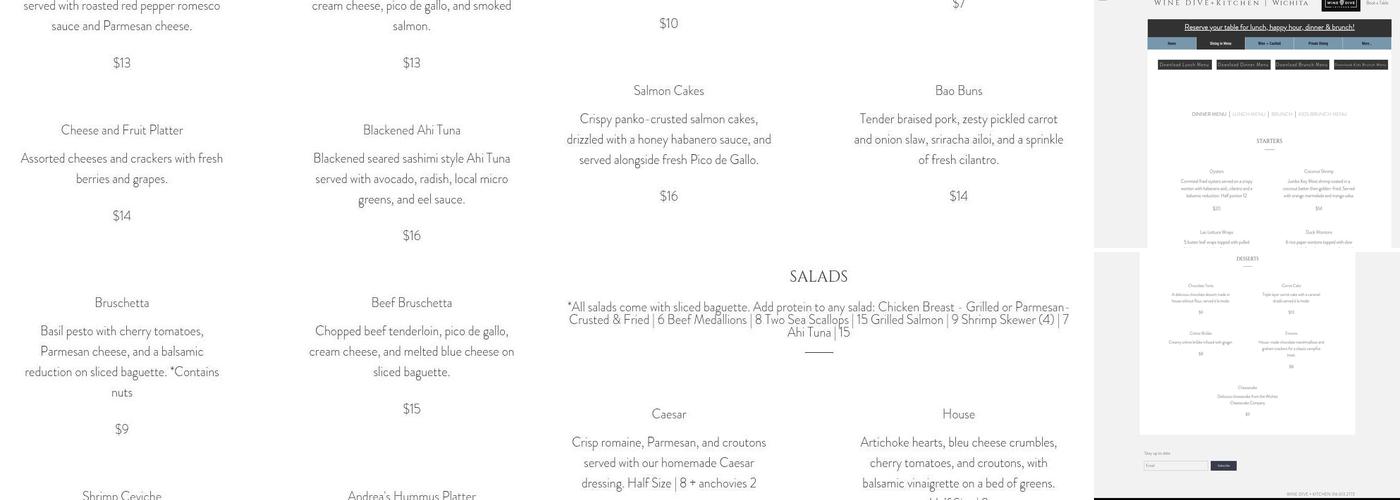 Wine Dive + Kitchen - Wichita Menu