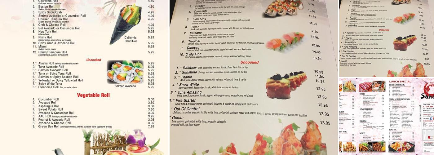 Sakana Japanese Cuisine Menu