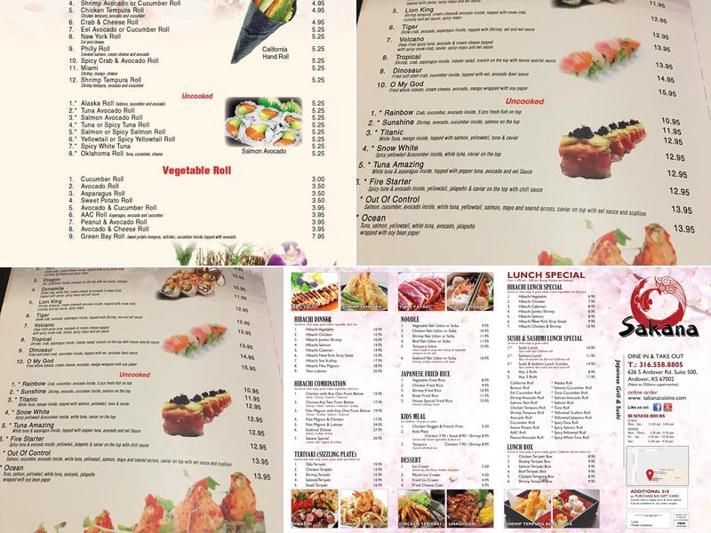 Sakana Japanese Cuisine Menu