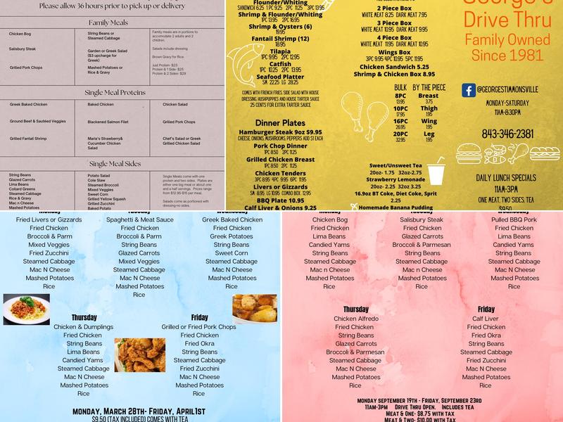 George's Drive Thru Restaurant Menu