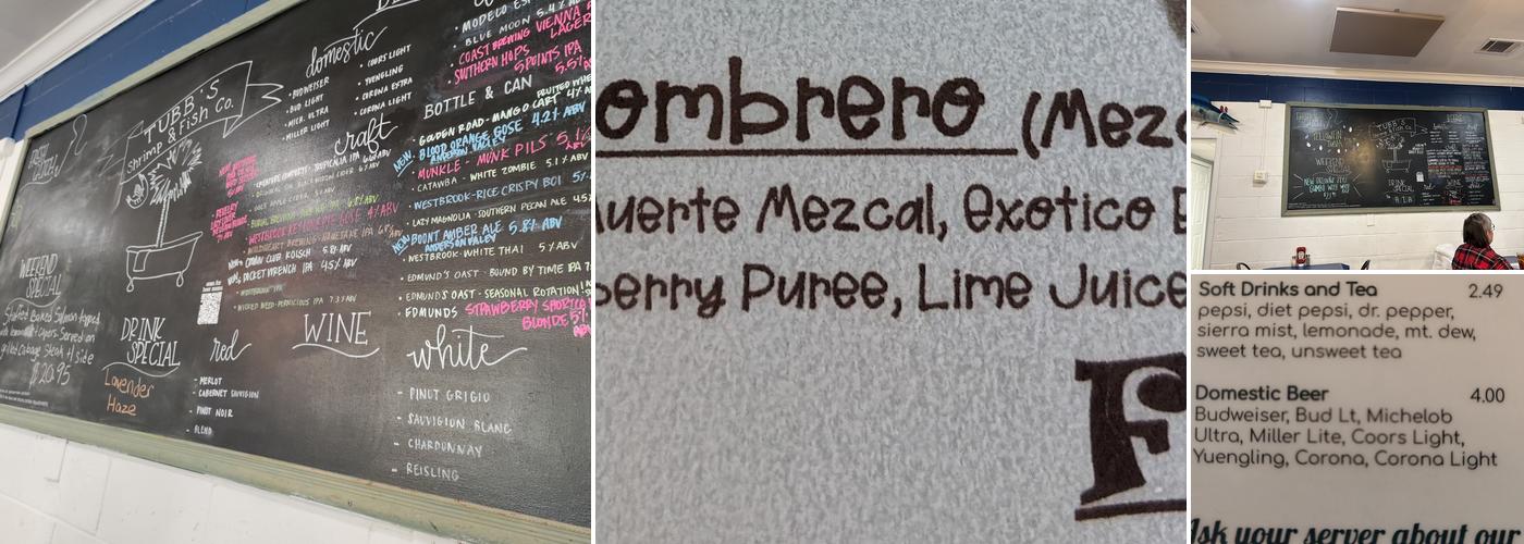 Tubb's Shrimp and Fish Co. Menu