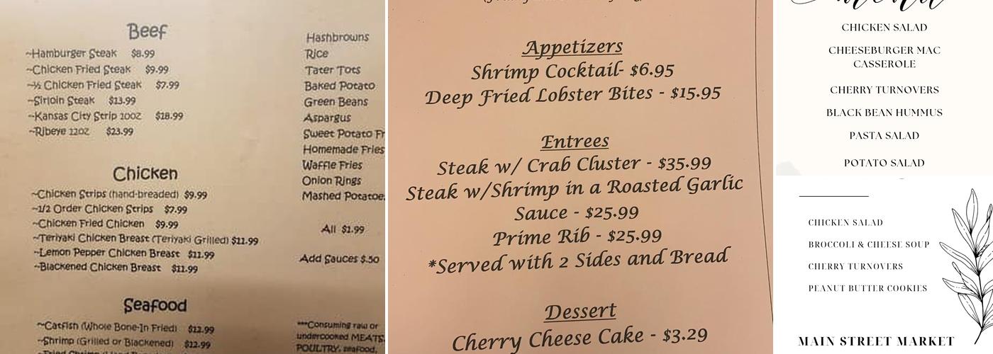 Plum Thickett Inn Menu