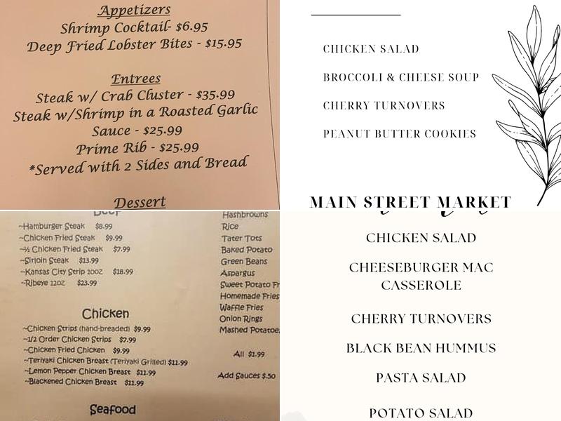 Plum Thickett Inn Menu