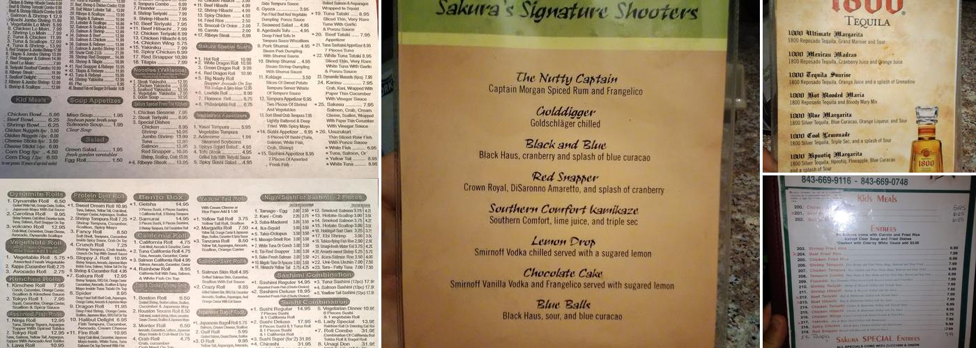 Sakura Japanese Restaurant Menu