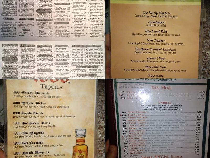 Sakura Japanese Restaurant Menu