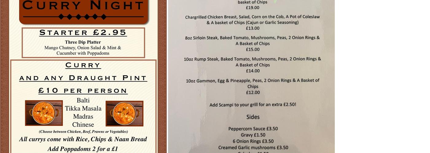 The Coopers Arms Menu