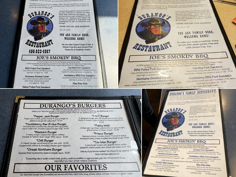 Durango's Menu