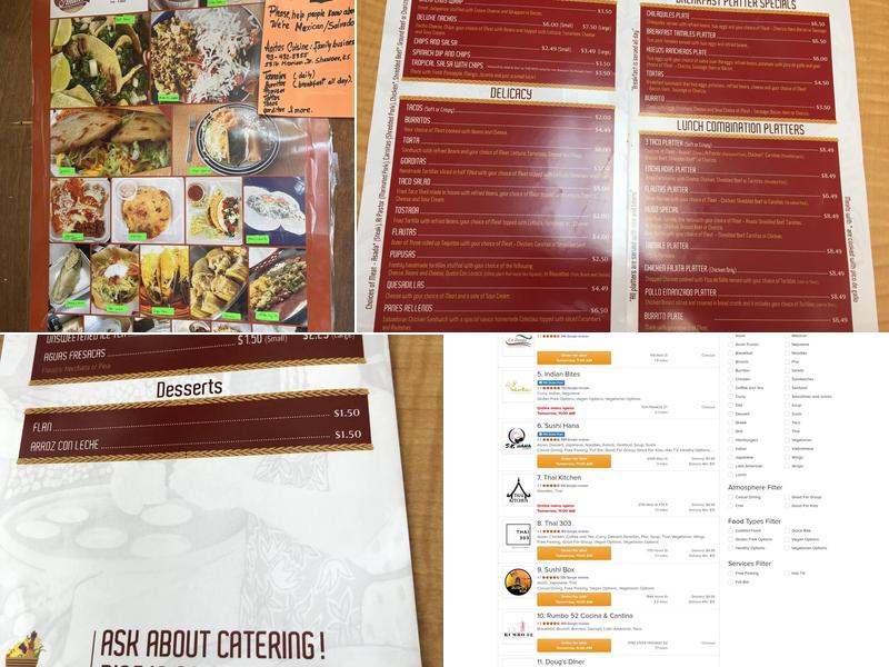 Anita's Cuisine Menu
