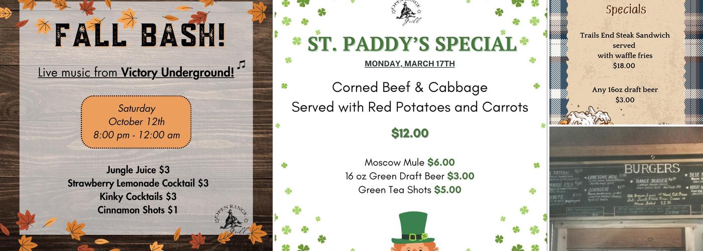 Open Range Grill Menu