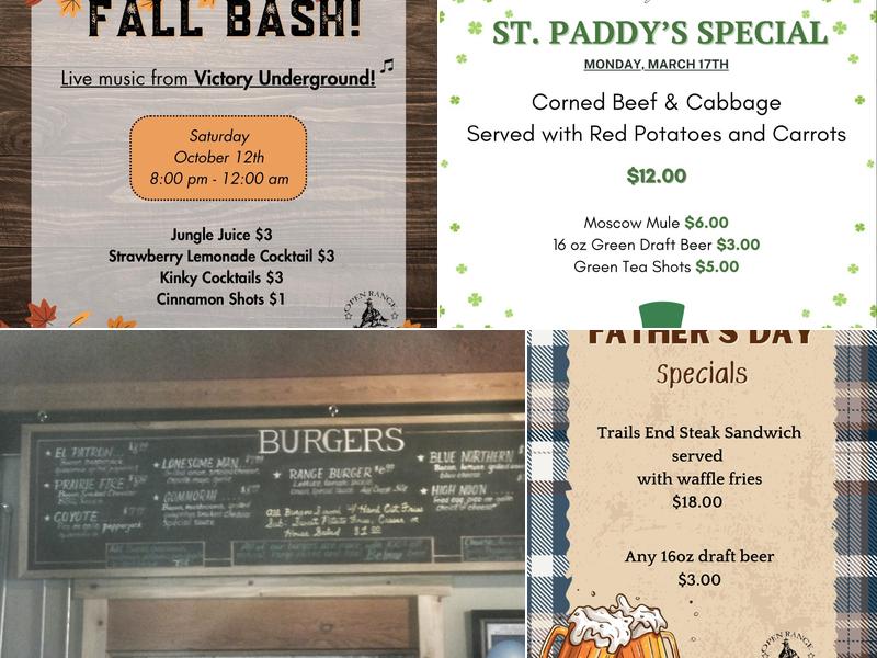 Open Range Grill Menu