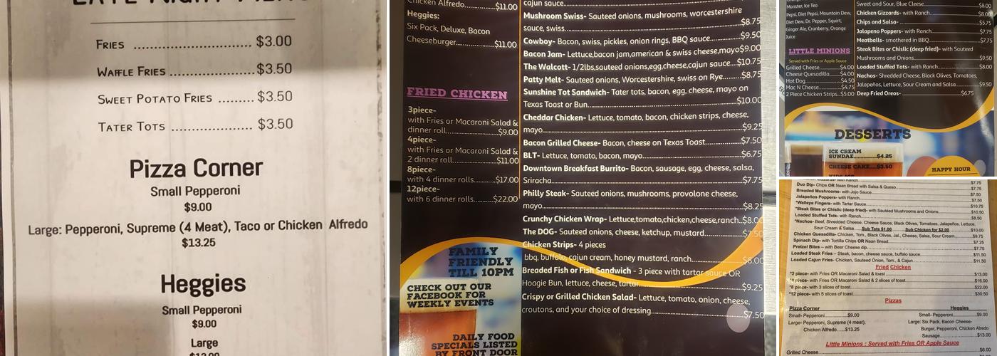 Brewzers Bar Walcott Menu