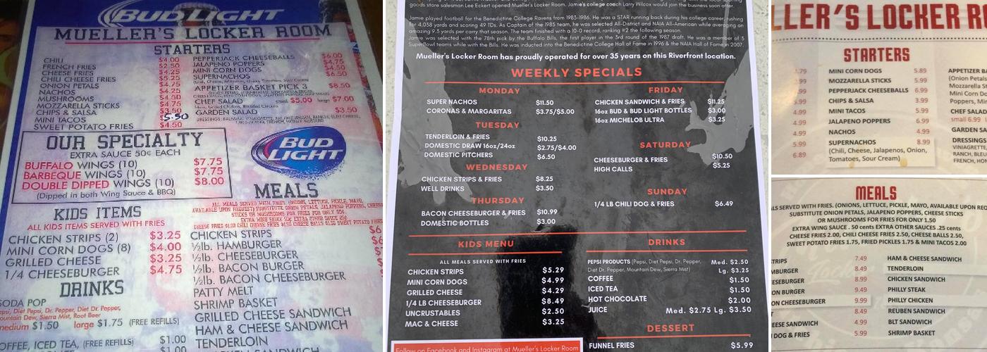 Mueller's Lockeroom Menu