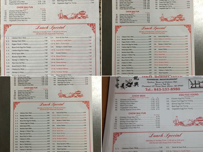 China King Menu