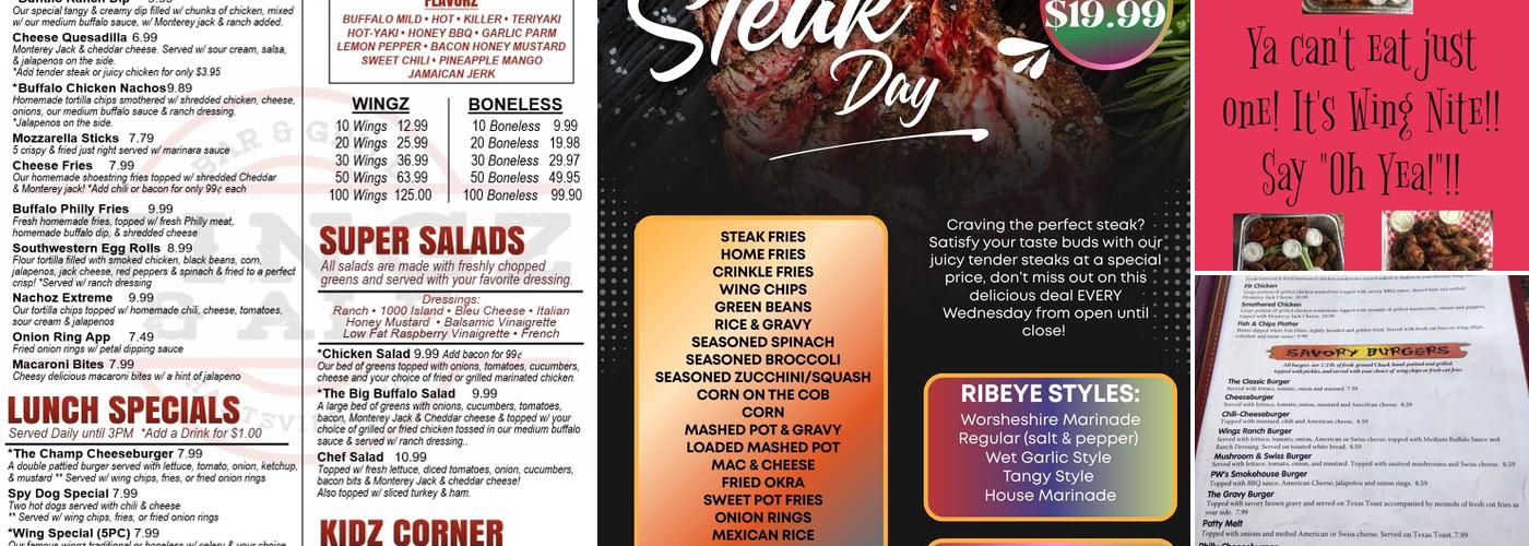 Wingz & Ale Menu