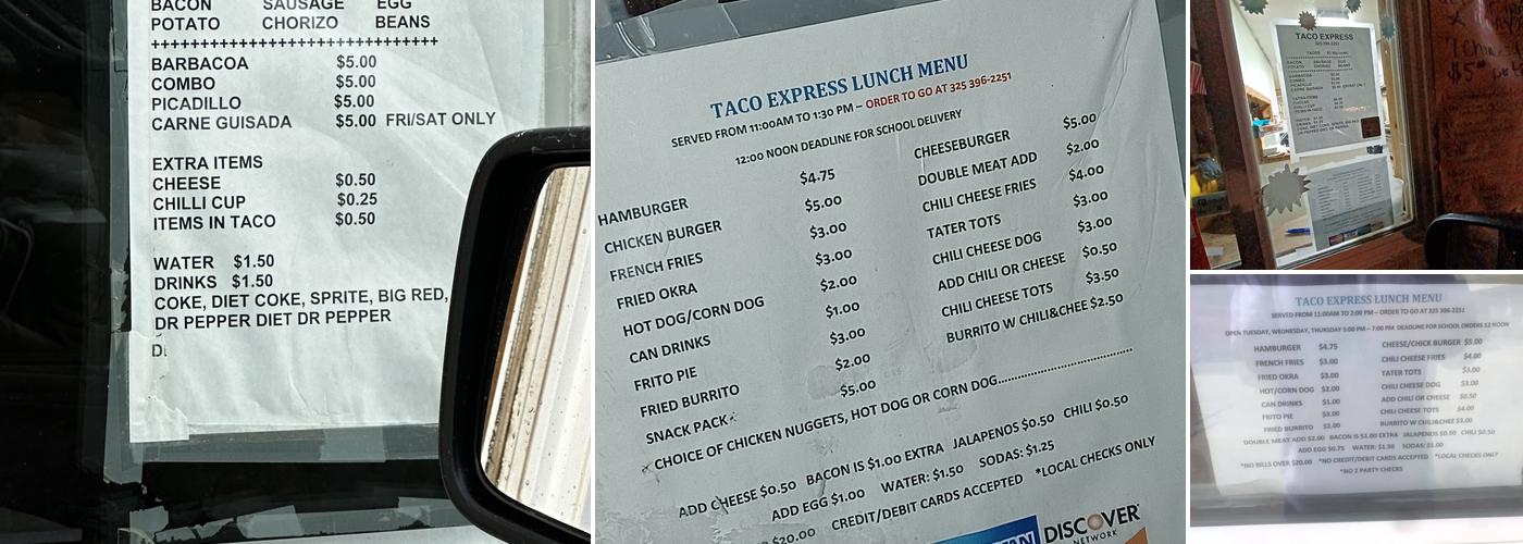 Taco Express Menu