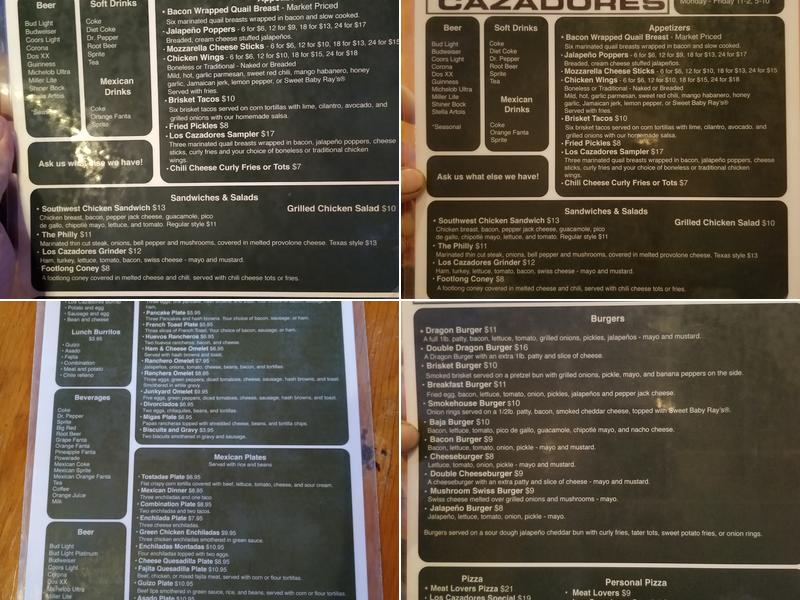 Los Cazadores Menu