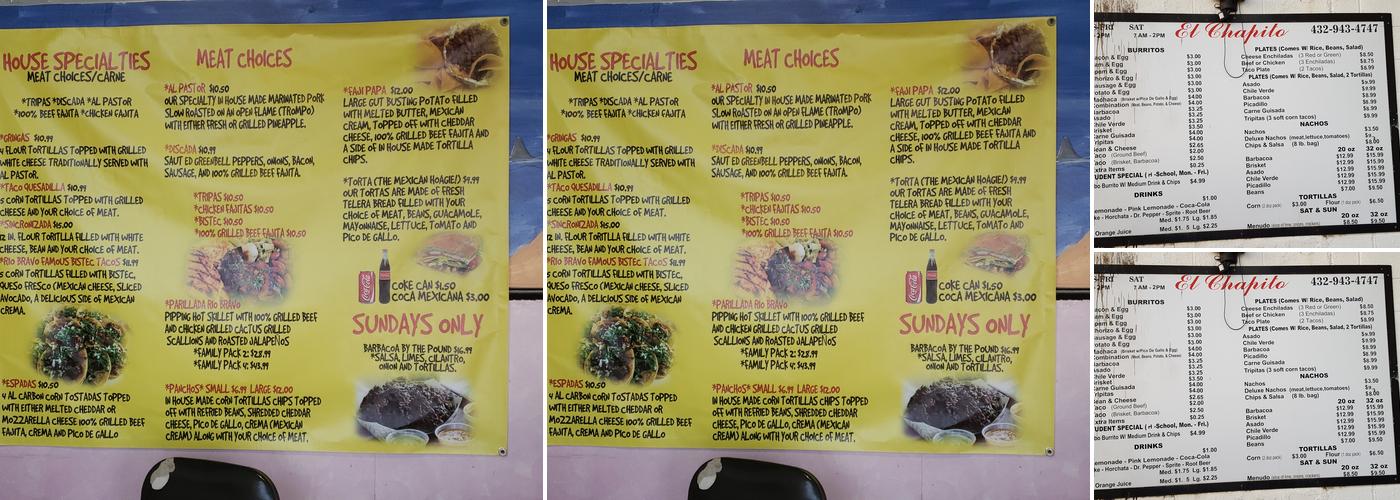 El Chapito Menu