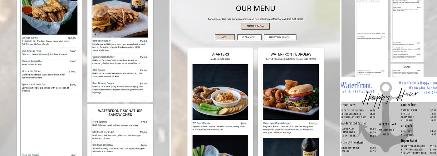 Waterfront Grill and Gathering Menu