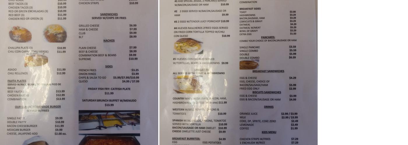 Kermit Home Diner Menu