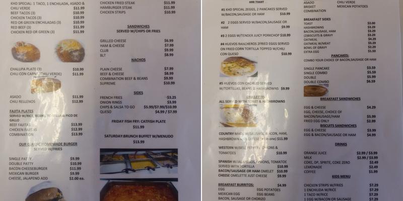 Kermit Home Diner Menu