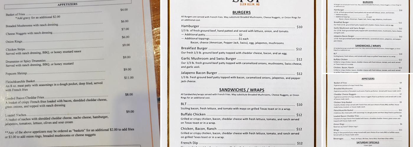 Wet Spot Liquor Menu