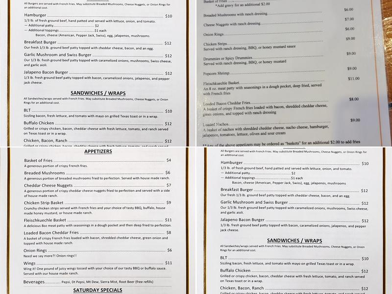 Wet Spot Liquor Menu