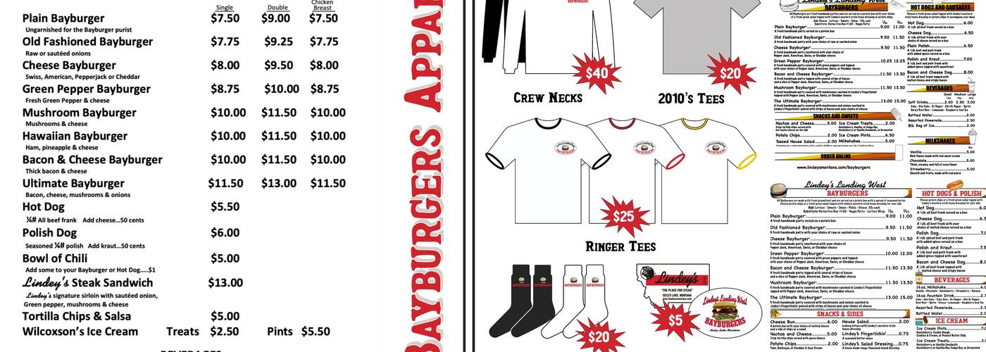 Lindey's Landing West Bayburgers Menu